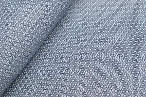 Tkanina silki wzór geometryczny kwiaty granatowy