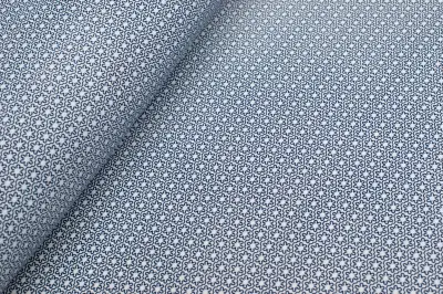 Tkanina silki wzór geometryczny kwiaty granatowy