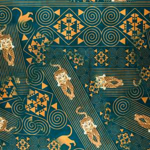 Tkanina Wiskoza Twill – wzór tygrysy na zielonym tle