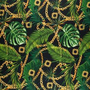 Tkanina Wiskoza Twill – wzór włoskie kwiaty na czarnym tle