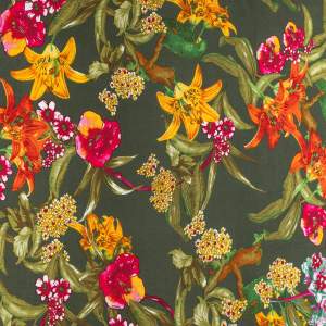 Dzianina ITY w kwiaty kolor brązowy