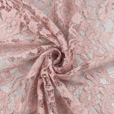 Koronka materiał w kwiaty kolor brudny róż