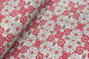 Tkanina silki wzór orientalny czerwony