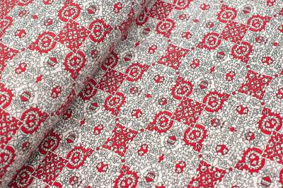 Tkanina silki wzór orientalny czerwony