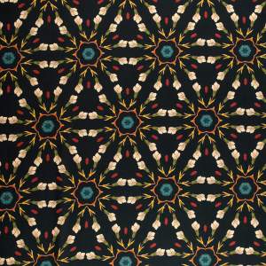 Tkanina Wiskoza Twill – wzór kwiaty, kolor czarny