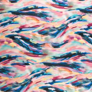 Tkanina Wiskoza Twill – wzór malowany, odcienie różu