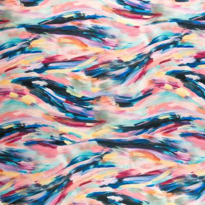 Tkanina Wiskoza Twill – wzór malowany, odcienie różu