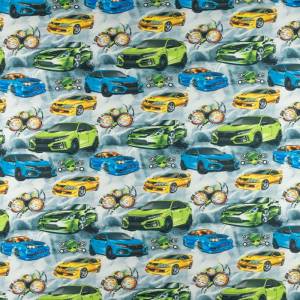 Dresówka pętelka wzór Fast & Furious kolor szary