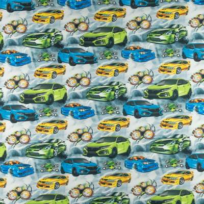 Dresówka pętelka wzór Fast & Furious kolor szary