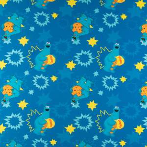 Dresówka pętelka wzór ciasteczkowy potwór kolor niebieski