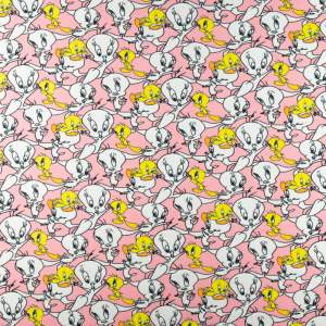 Dresówka pętelka wzór tweety kolor różowy