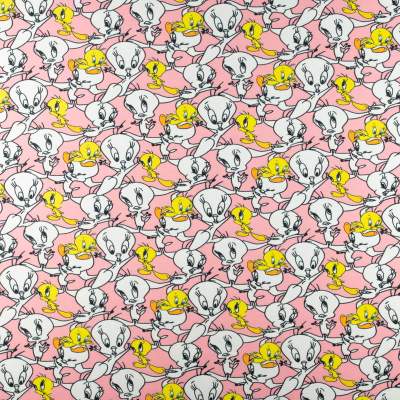 Dresówka pętelka wzór tweety kolor różowy