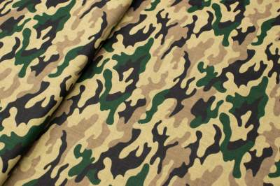 Tkanina bawełna wzór moro w odcie. brązu