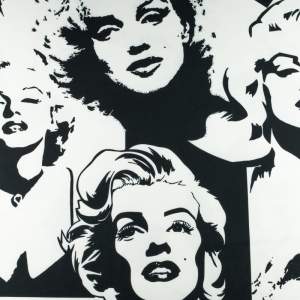 Dresówka pętelka wzór Marilyn Monroe kolor czarno biały