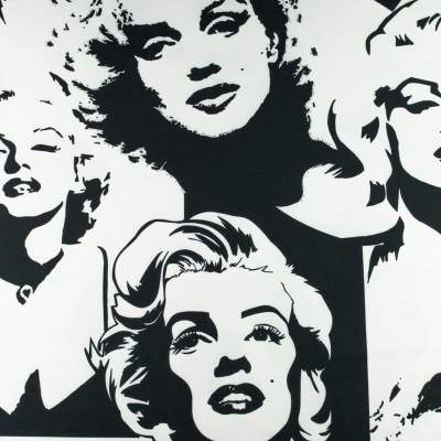 Dresówka pętelka wzór Marilyn Monroe kolor czarno biały