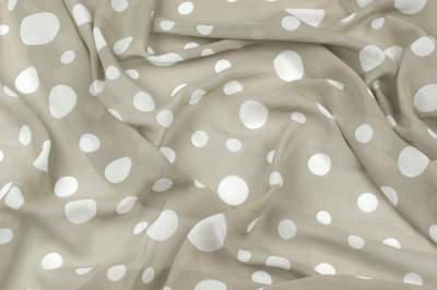 Szyfon wzór białe grochy na ziemiste tło