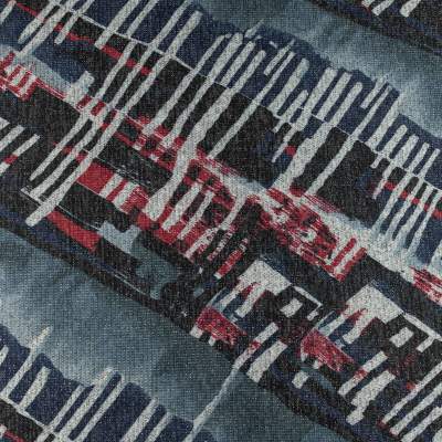 Dzianina wzór geometryczny odcienie bordowego lureks