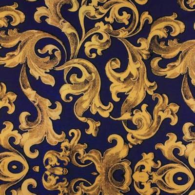 Tkanina Wiskoza Twill – wzór ornamenty, kolor fioletowy