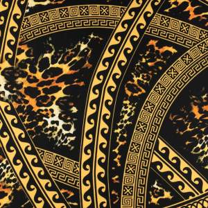 Tkanina Wiskoza Twill – wzór aztecki, kolor czarny