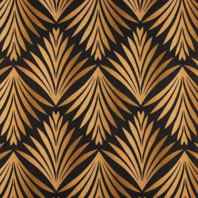 Tkanina Wiskoza Twill – wzór liście, kolor czarny