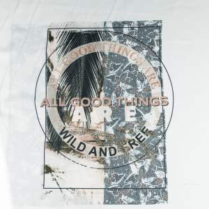 Szyfon jedwabny wzór napisy w kwadracie kolor brązowy