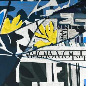 Szyfon jedwabny wzór abstrakcja kolor granatowy