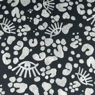 Szyfon jedwabny wzór aztecki kolor czarny