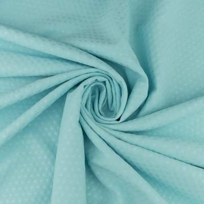 Tkanina Panama wzór grochy kolor akwamaryna