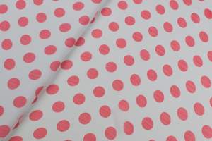 Tkanina szyfon wzór grochy różowe na białym tle