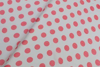 Tkanina szyfon wzór grochy różowe na białym tle