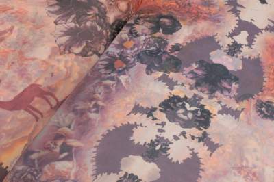 Tkanina szyfon wzór pejzaż