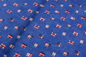 Dzianina jersey ity wzór geometryczny jeans niebieski