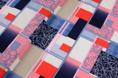 Dzianina jersey ity wzór geometryczny czerwony