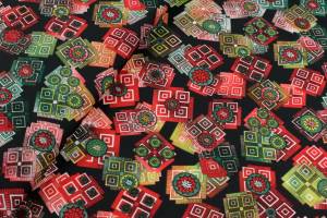 Dzianina jersey ity wzór geometryczny czarny