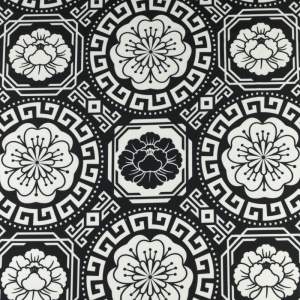 Dzianina jersey ITY wzór grecka mandala kolor czarny