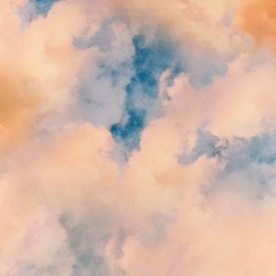 Szyfon jedwabny wzór niebo odcienie beżu i błękitu