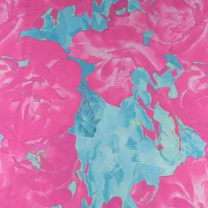 Tkanina krepa wzór kwiaty kolor różowy