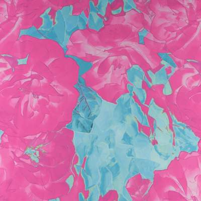 Tkanina krepa wzór kwiaty kolor różowy