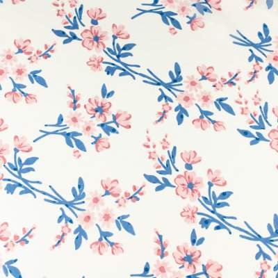 Tkanina Szyfon w kwiaty kolor ecru