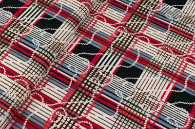 Dzianina jersey ity wzór krata/lina odcienie różowego