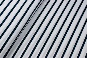 Jersey bawełniany wzór paski granatowe / białe 