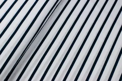 Jersey bawełniany wzór paski granatowe / białe 