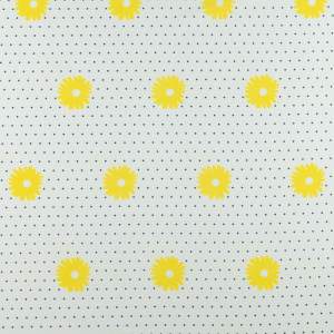 Tkanina silki wzór stokrotki i kropki kolor ecru