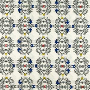 Tkanina silki wzór motylki kolor żółto niebieski