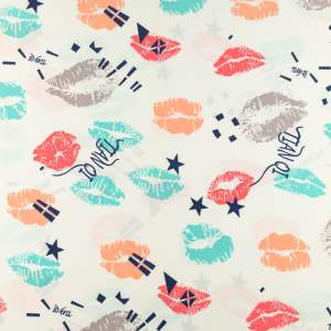 Tkanina silki wzór kolorowe usta
