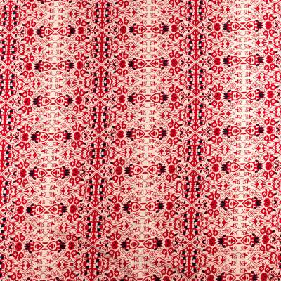 Tkanina silki wzór orientalny kolor czerwony