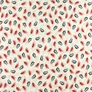 Tkanina silki wzór małe listki kolor ecru