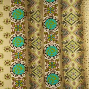 Dzianina jersey ity wzór orientalny kolor beżowo zielony