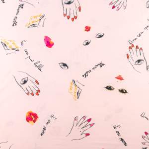 Tkanina silki wzór usta i dłonie kolor jasny różowy