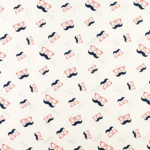 Tkanina silki wzór okulary z wąsem